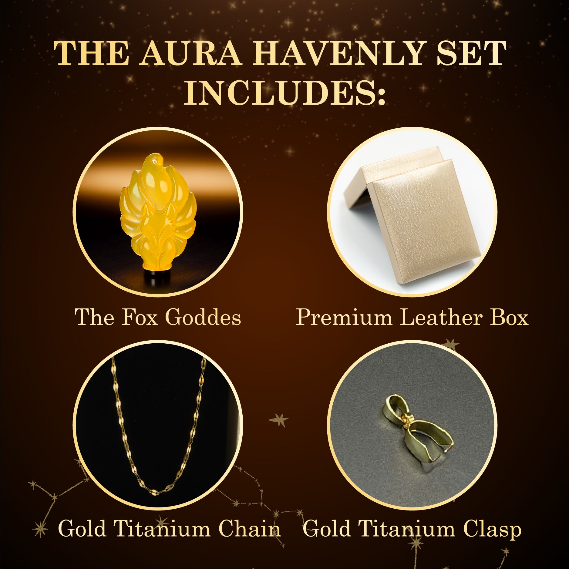 Aura Havenly "Wealth and Radiance Energy" Golden Fox Queen Necklace