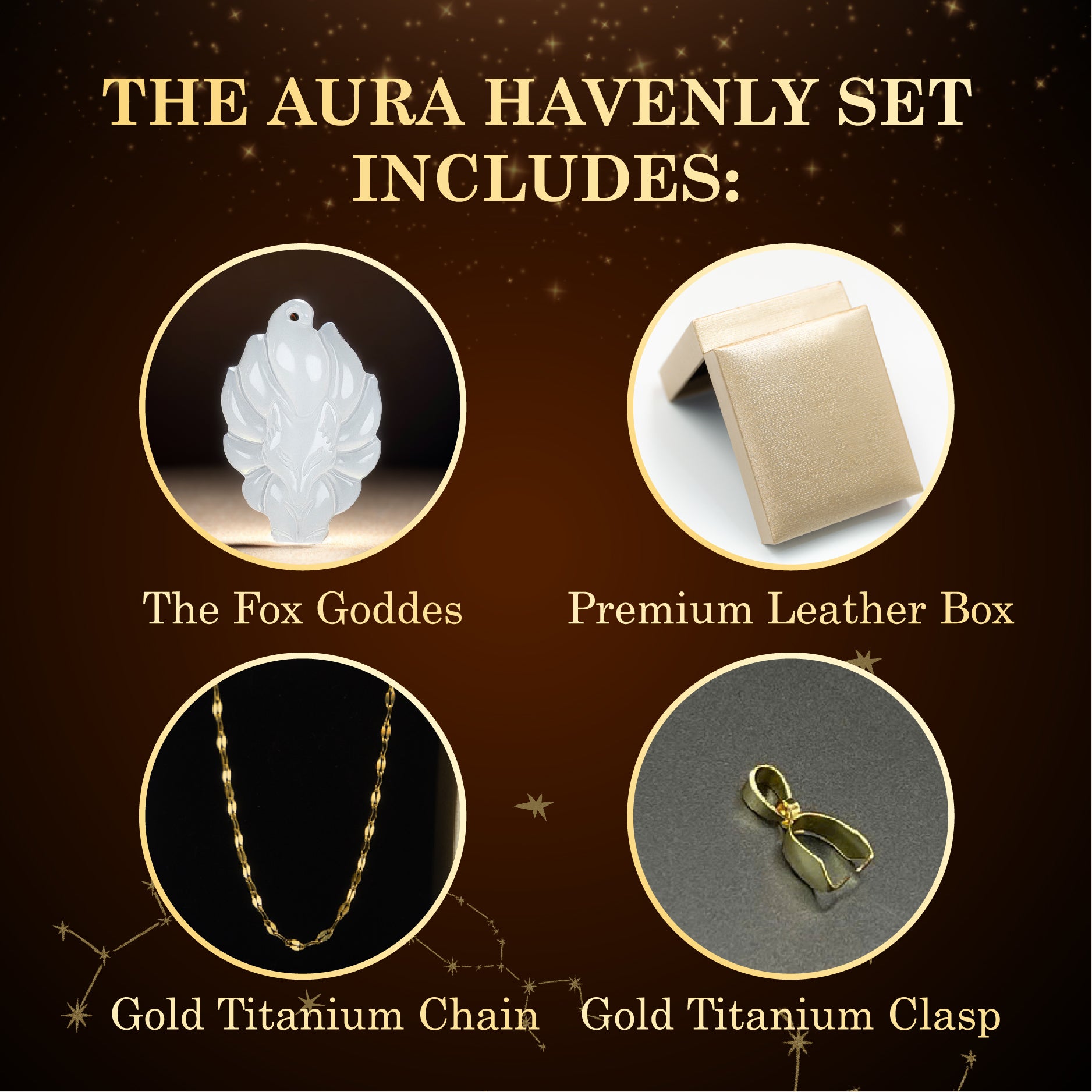 Aura Havenly "Purity and Love Energy" White Fox Queen Necklace