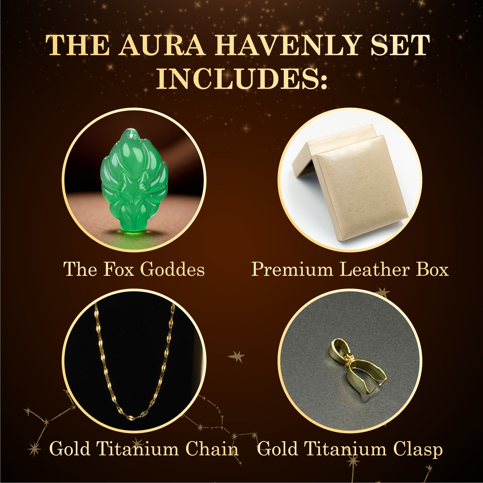 Aura Havenly "Harmony and Prosperity Energy" Green Fox Queen Necklace