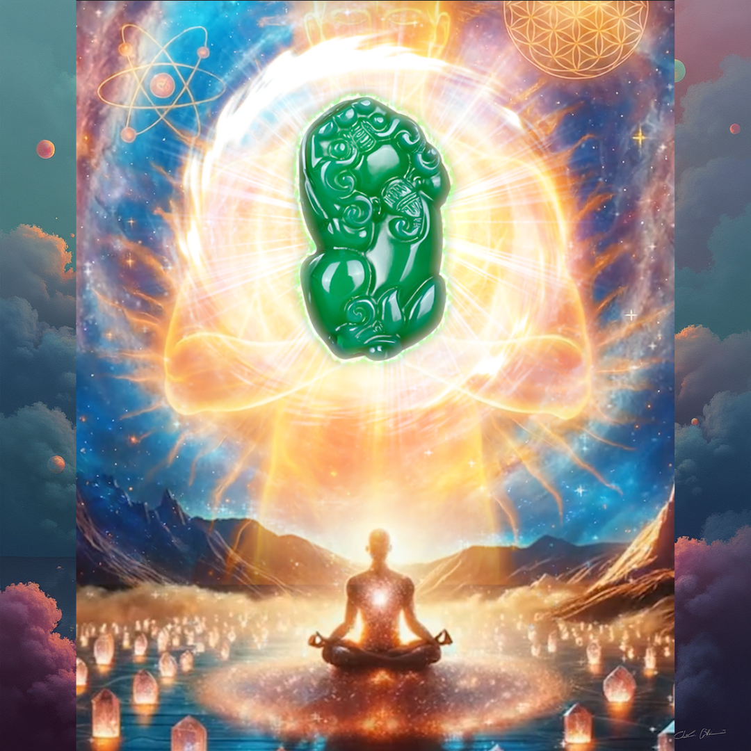 Aura Havenly "Peace and Prosperity Energy" Green Pixiu Necklace