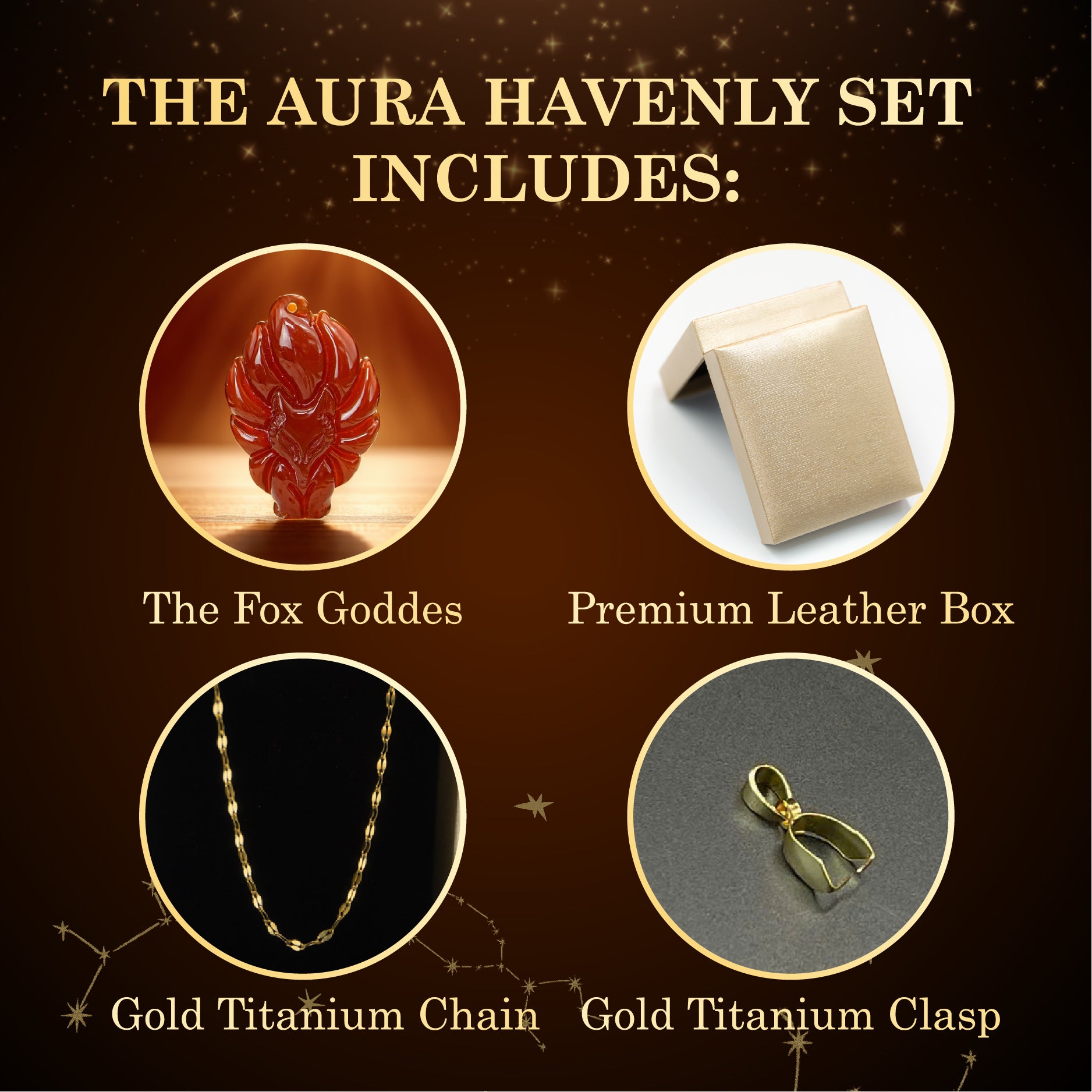 Aura Havenly "Passion and Vitality Energy" Red Fox Queen Necklace
