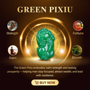Aura Havenly "Peace and Prosperity Energy" Green Pixiu Necklace