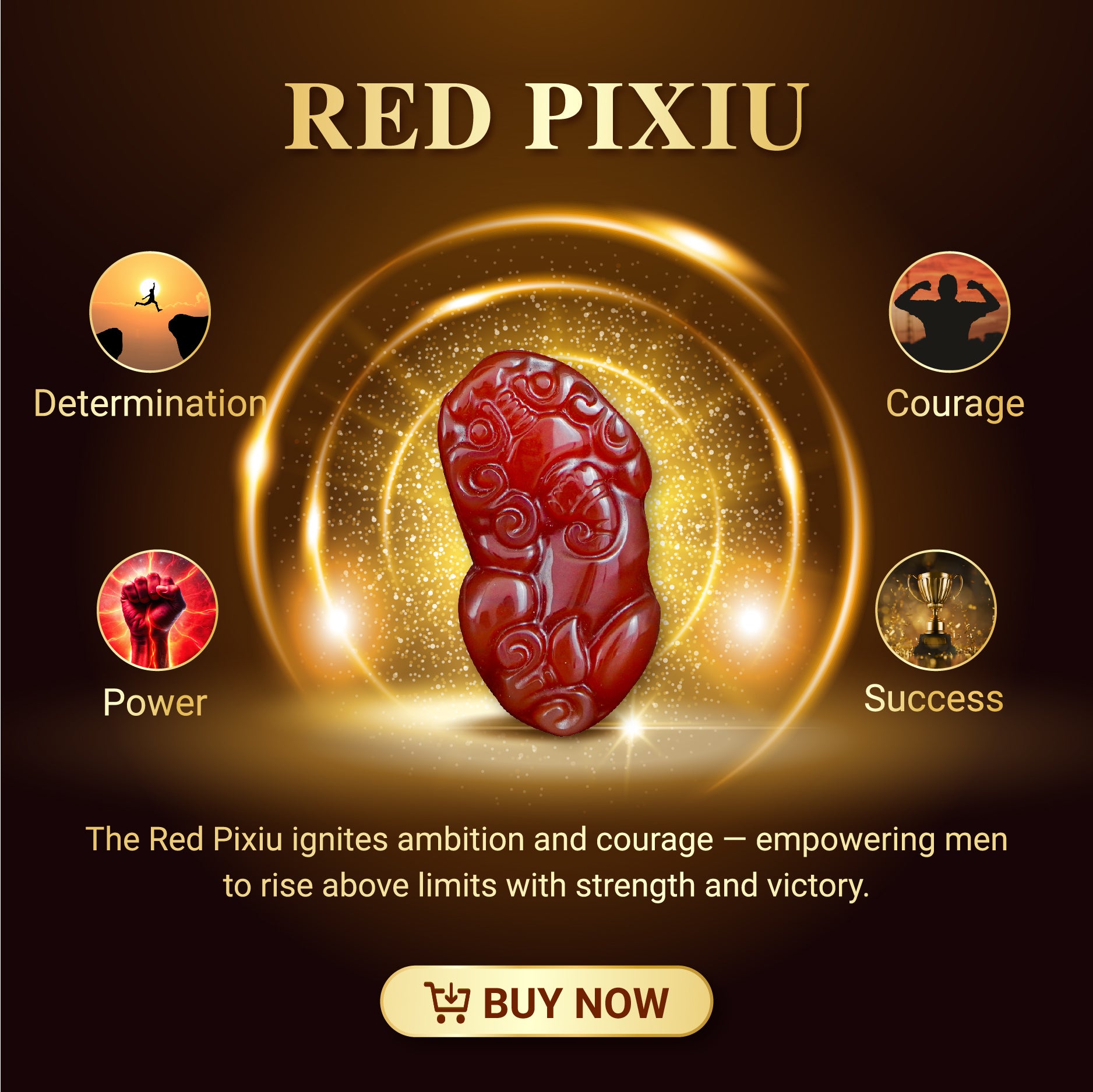 Aura Havenly "Courage and Fortune Energy" Red Pixiu Necklace