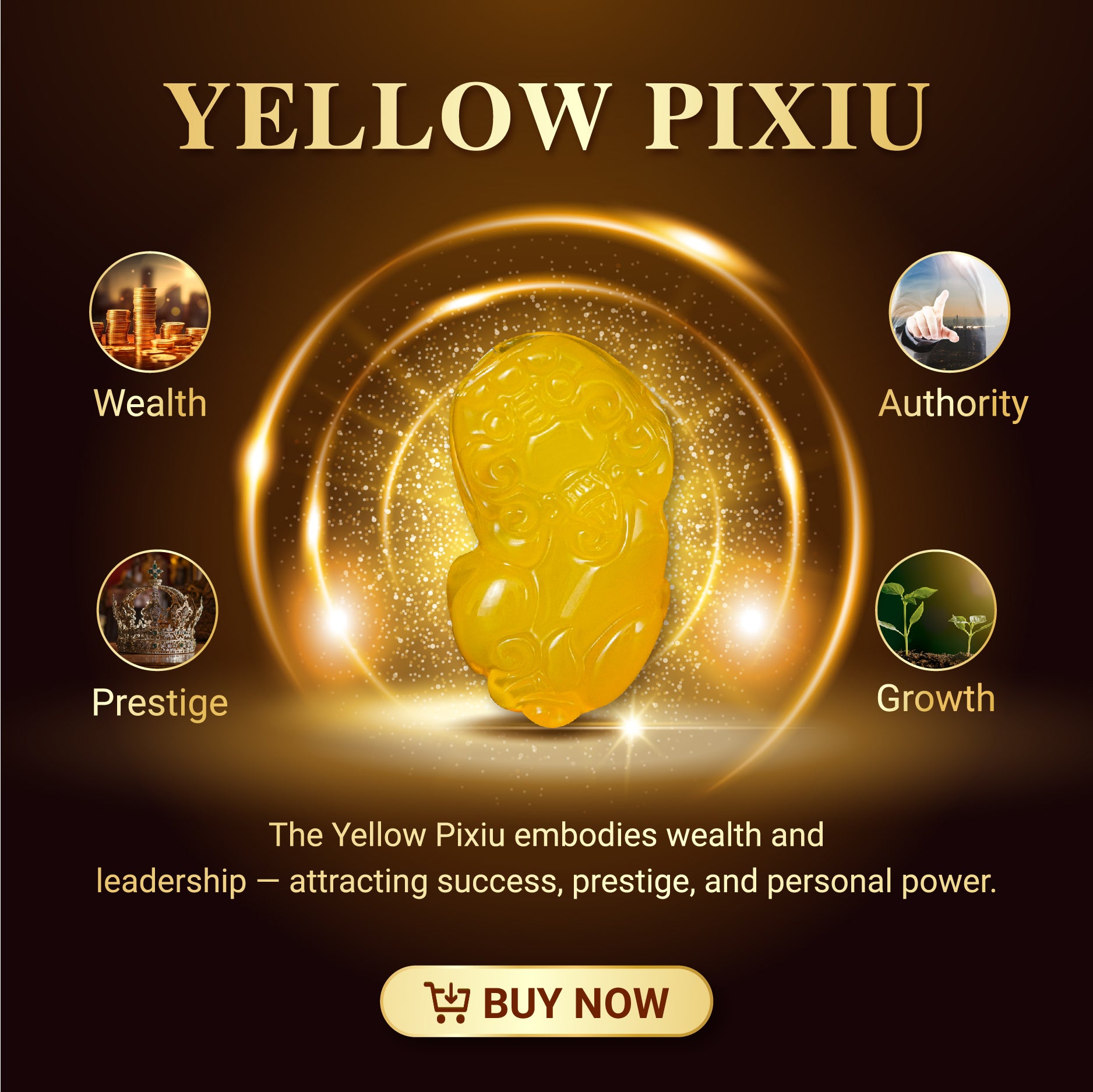 Aura Havenly "Wealth and Power Energy" Golden Pixiu Necklace