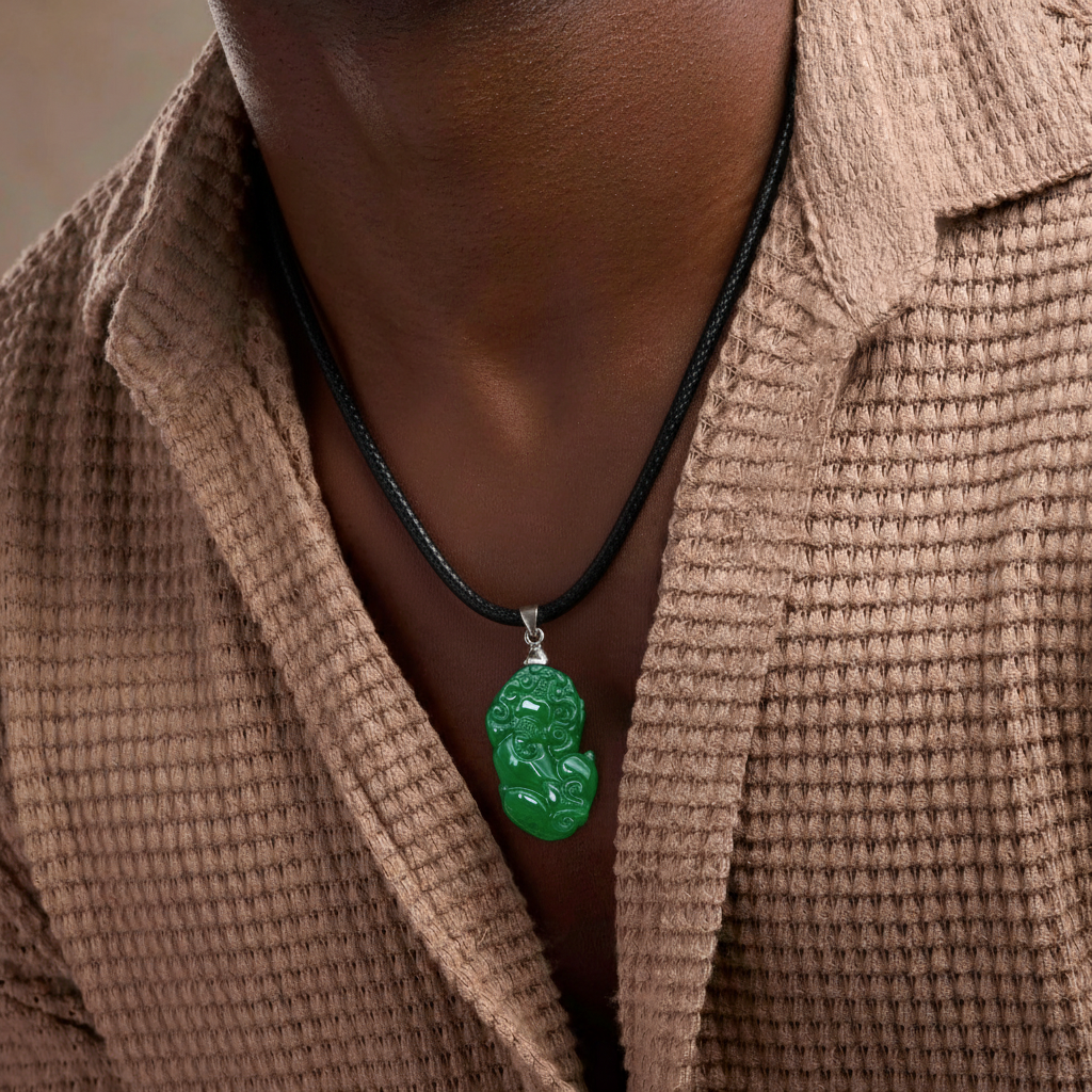 Aura Havenly "Peace and Prosperity Energy" Green Pixiu Necklace