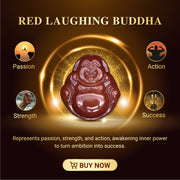 Aura Havenly "Happiness and Vitality Energy" Red Laughing Buddha Necklace