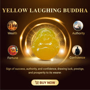 Aura Havenly "Wealth and Joy Energy" Yellow Laughing Buddha Necklace