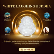 Aura Havenly "Purity and Blessing Energy" White Laughing Buddha Necklace