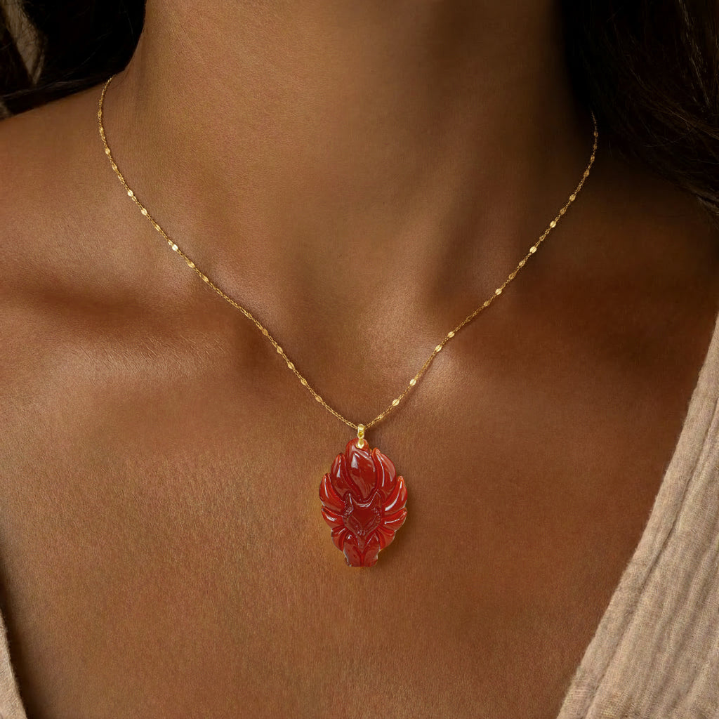 Aura Havenly "Passion and Vitality Energy" Red Fox Queen Necklace