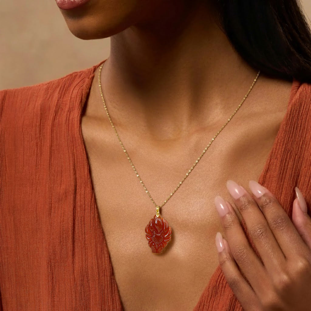 Aura Havenly "Passion and Vitality Energy" Red Fox Queen Necklace