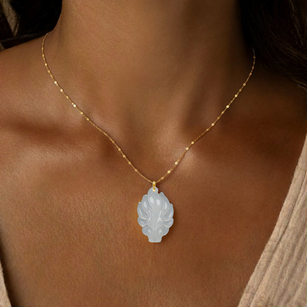 Aura Havenly "Purity and Love Energy" White Fox Queen Necklace