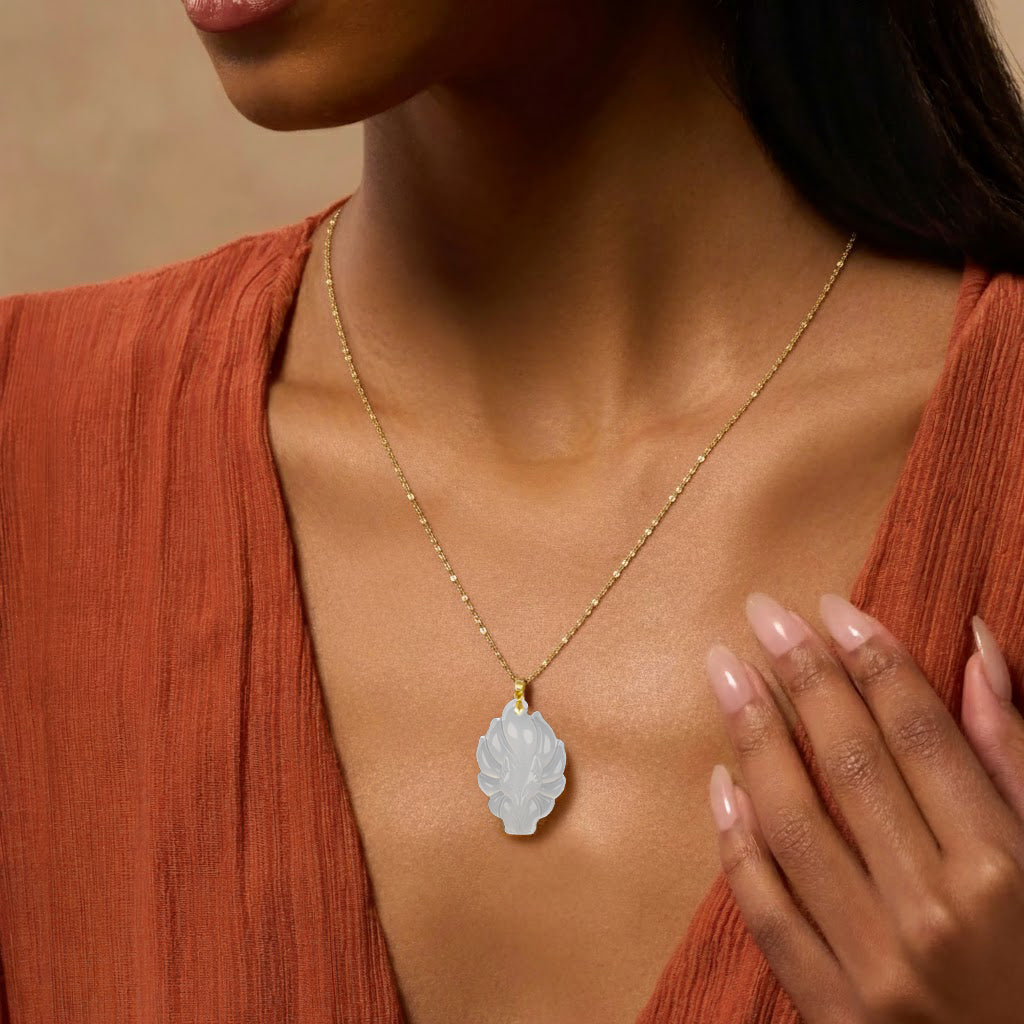 Aura Havenly "Purity and Love Energy" White Fox Queen Necklace
