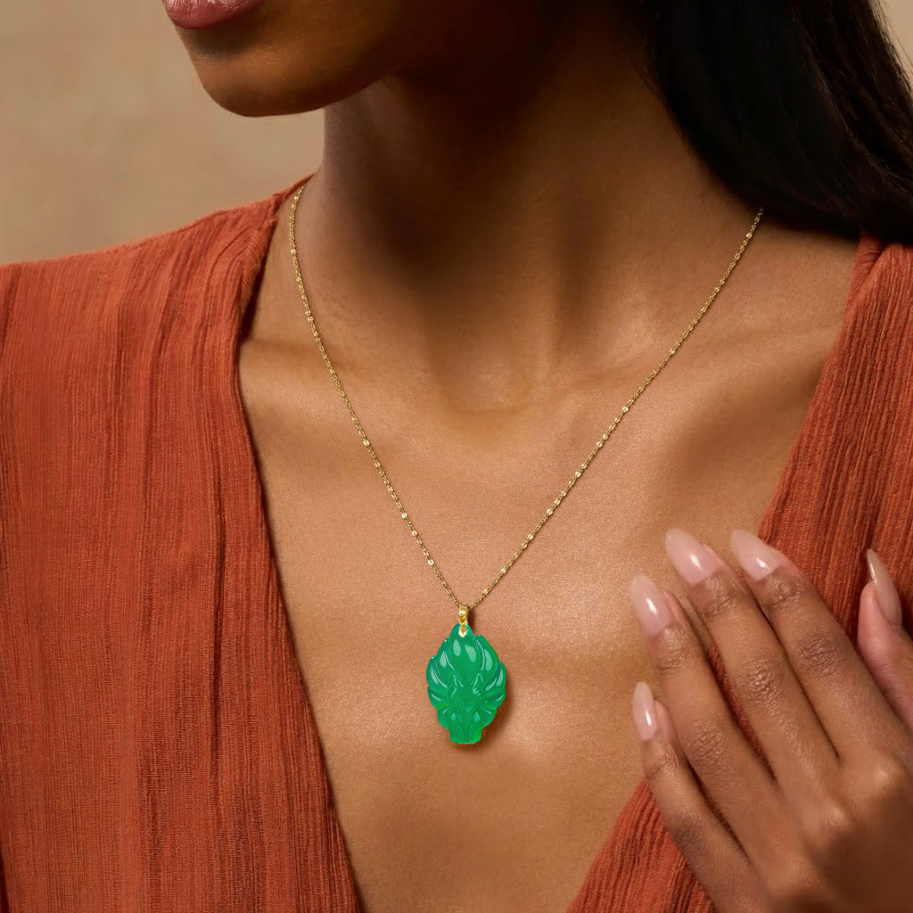 Aura Havenly "Harmony and Prosperity Energy" Green Fox Queen Necklace
